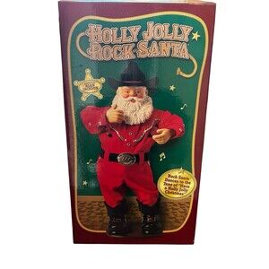 1999 Holly Jolly Rock Santa Animated Dancing Singing Cowboy Alan Jackson